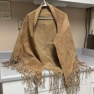 Tan Suede Fringe Women's Wrap